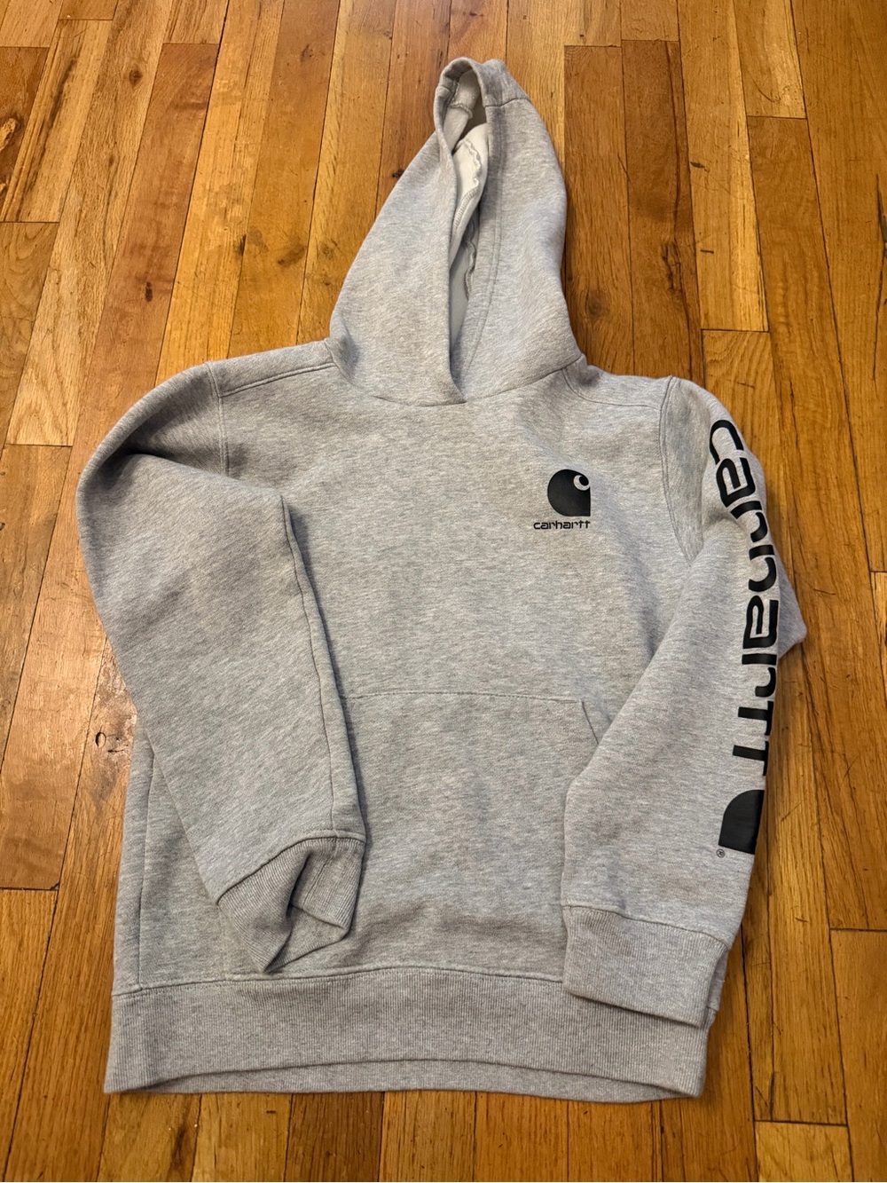 Carhartt kid’s medium (10-12) Hooded Sweatshirt - Light Gray - like new